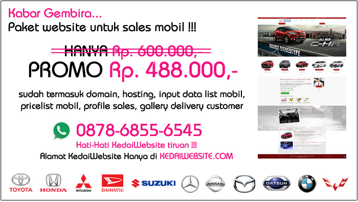 Template Website Sales Mobil Toyota Daihatsu Mazda Mercedes Benz Mitsubishi Honda Suzuki Mercy Wuling Nissan Datsun